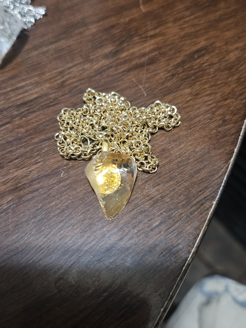 Broken Peach Glass Pendant Necklace - Women Jewelry
